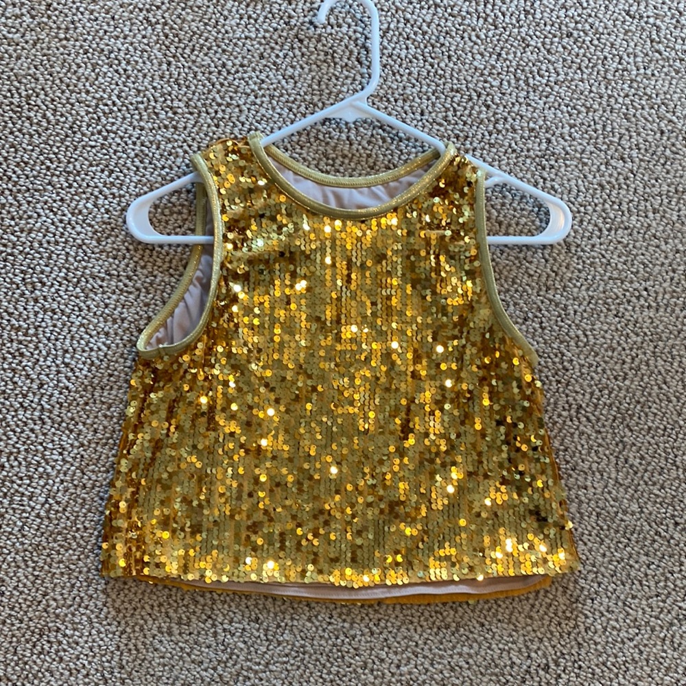 Weissman gold sequin crop tank, size Adult M
